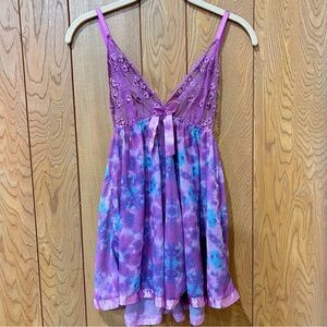 Baby Doll Dress Y2K Mesh Lingerie Flowy Mini Pastel with Bow Size S